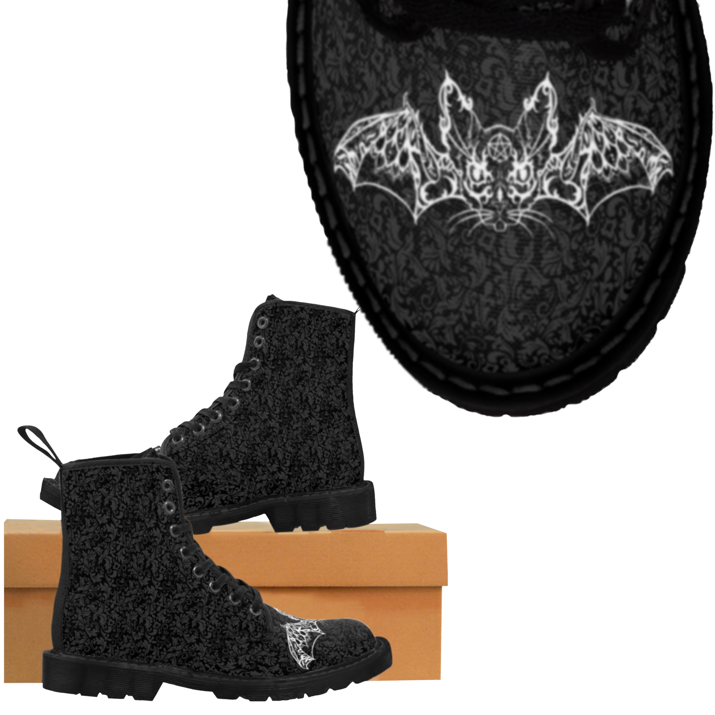 Pentagram Cat Men's Canvas Boots